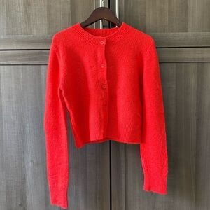 Rails Matilda Cropped Cardigan, Bright Red, Size S, Contains Wool Cashmere Blend